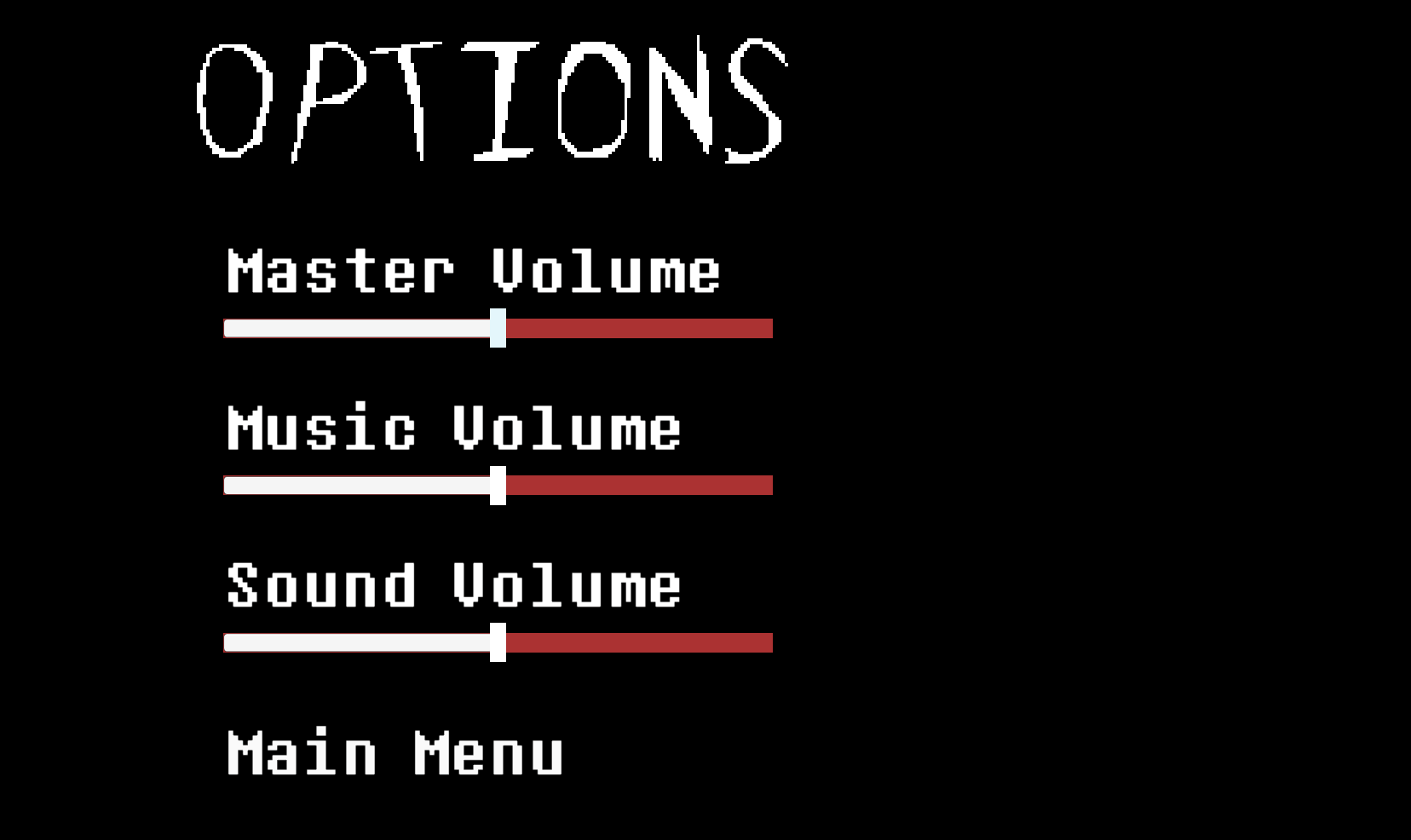 The Options Menu has rocks falling down!